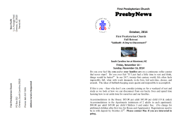 PresbyNews First Presbyterian Church October, 2014