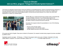 Focus on Climate! Join our M.Sc. program “Integrated Climate System Sciences”!