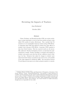 Revisiting the Impacts of Teachers Jesse Rothstein October 2014