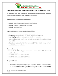 EXPRESSION OF INTEREST FOR FUNDING OF SKILLS PROGRAMMES 2014 /...
