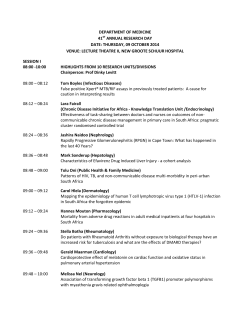 DEPARTMENT OF MEDICINE 41 ANNUAL RESEARCH DAY DATE: THURSDAY, 09 OCTOBER 2014