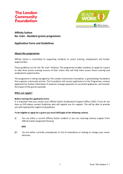 Affinity Sutton Re: train - Resident grants programme Application Form and Guidelines