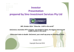 GoConnect Investor Presentation: China Market Entry & Stock Index Prediction
