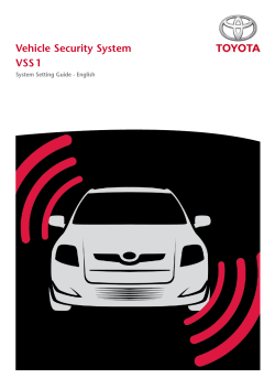 Vehicle Security System VSS 1 System Setting Guide - English