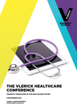 The Vlerick healThcare conference finance &amp; innoVaTion in The healThcare sysTem
