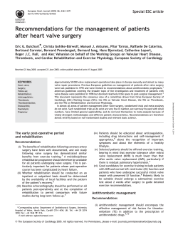 Recommendations for the management of patients after heart valve surgery *