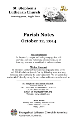 Parish Notes October 12, 2014 St. Stephen’s