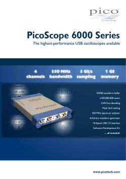 PicoScope 6000 Series The highest-performance USB oscilloscopes available 5 GS/s 350 MHz