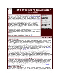 PTO's Westword Newsletter October 8, 2014