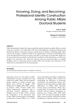 Knowing, Doing, and Becoming: Professional Identity Construction Among Public Affairs Doctoral Students
