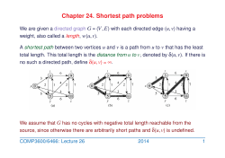 Chapter 24. Shortest path problems G V , E u, v