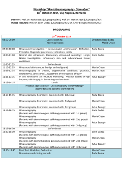 Workshop ”Skin Ultrasonography - DermaSon” 18 October 2014, Cluj Napoca, Romania