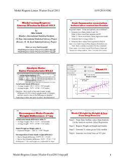 Model Regress Linear 3Factor Excel 2013 10/9/2014 V0G Model using Regress