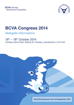 BCVA Congress 2014 Delegate Information 16 – 18