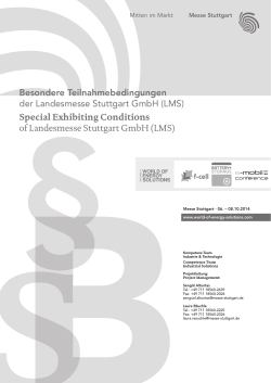 Besondere Teilnahmebedingungen Special Exhibiting Conditions der Landesmesse Stuttgart GmbH (LMS)