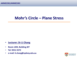Mohr’s Circle – Plane Stress Lecturer: Dr Li Chang