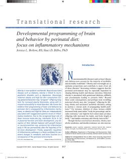 N T r a n s l a t i o... Developmental programming of brain and behavior by perinatal diet: