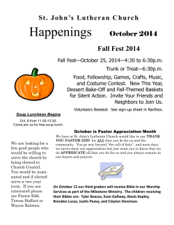 Happenings Fall Fest 2014 St. John’s Lutheran Church October 2014