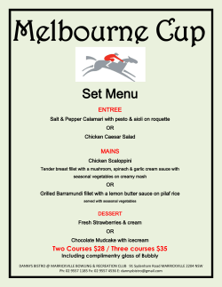 Melbourne Cup  Set Menu ENTREE
