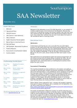 SAA Newsletter  September 2014 Inside This Issue