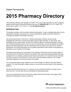 2015 Pharmacy Directory  Kaiser Permanente