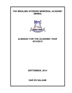 THE MWALIMU NYERERE MEMORIAL ACADEMY (MNMA) ALMANAC FOR THE ACADEMIC YEAR