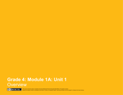 Grade 4: Module 1A: Unit 1 Overview