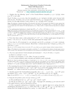 Mathematics Department Stanford University Math 51H Homework 1