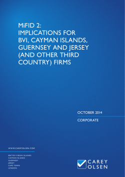 MiFID 2: IMPLICATIONS FOR BVI, CAYMAN ISLANDS, GUERNSEY AND JERSEY