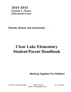 Clear Lake Elementary Student/Parent Handbook  2014-2015