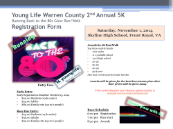 Young Life Warren County 2 Annual 5K Registration Form nd