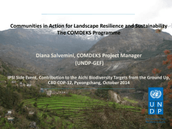 Communities in Action for Landscape Resilience and Sustainability The COMDEKS Programme