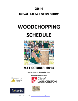 WOODCHOPPING SCHEDULE 2014 ROYAL LAUNCESTON SHOW