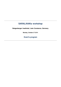 SARAL/AltiKa workshop Event's program Steigenberger Inselhotel, Lake Constance, Germany