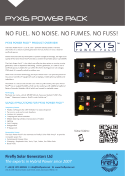 PYXIS POWER PACK NO FUEL. NO NOISE. NO FUMES. NO FUSS!