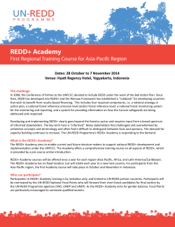 UN- REDD REDD+ Academy First Regional Training Course for Asia-Pacifc Region