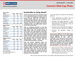 Cement Mid-Cap Picks  Sustainable re-rating ahead? SECTOR UPDATE