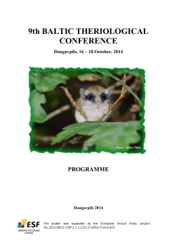 9th BALTIC THERIOLOGICAL CONFERENCE PROGRAMME