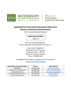 Application for International Graduate Admissions Masters of Business Administration Full-Time Accelerated Program
