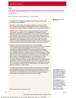 Staphylococcus aureus Clinical Management of Bacteremia A Review