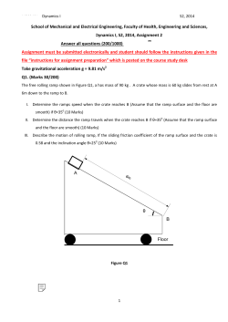 School of Mechanical and Electrical Engineering, Faculty of Health, Engineering... MEC2401 Dynamics I, S2, 2014, Assignment 2