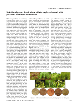 Nutritional properties of minor millets: neglected cereals with  SCIENTIFIC CORRESPONDENCE