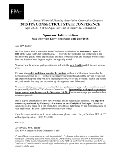 Sponsor Information 2015 FPA CONNECTICUT STATE CONFERENCE