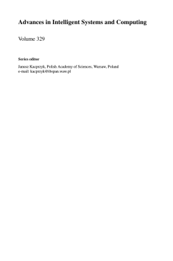 Advances in Intelligent Systems and Computing Volume 329 Series editor