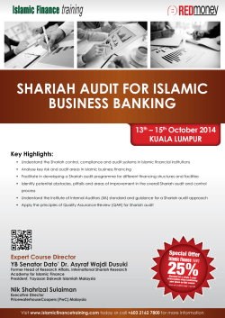SHARIAH AUDIT FOR ISLAMIC BUSINESS BANKING 13 – 15
