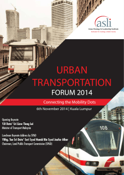 URBAN TRANSPORTATION FORUM 2014 Connecting the Mobility Dots