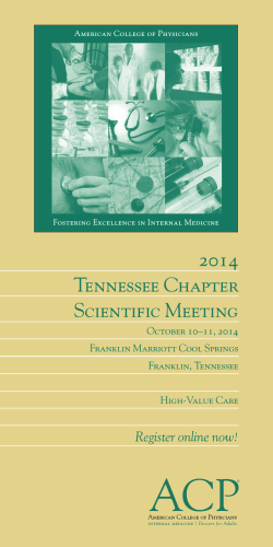 2014 Tennessee Chapter Scientific Meeting Register online now!
