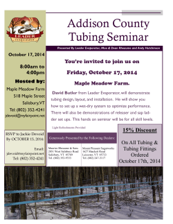 Addison County Tubing Seminar 8:00am to 4:00pm