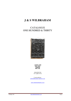 J &amp; S WILBRAHAM CATALOGUE ONE HUNDRED &amp; THIRTY