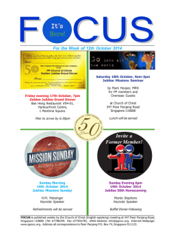 For the Week of 12th October 2014